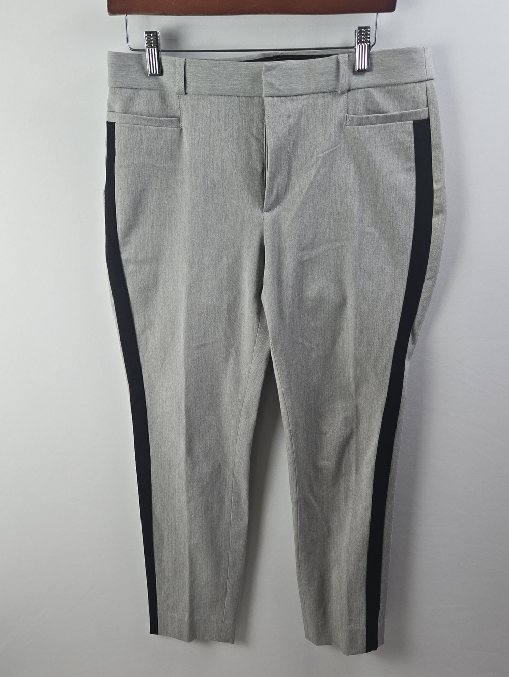Banana Republic Sloan Curvy Fit Tuxedo Trousers Pants Women's Grey Black Sz 8